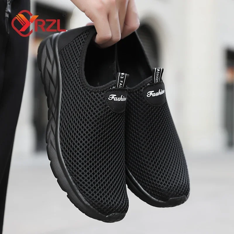 YRZL-mocassins de malha casual masculino, tênis de caminhada leve masculino, antiderrapante, deslizamento confortável, verão