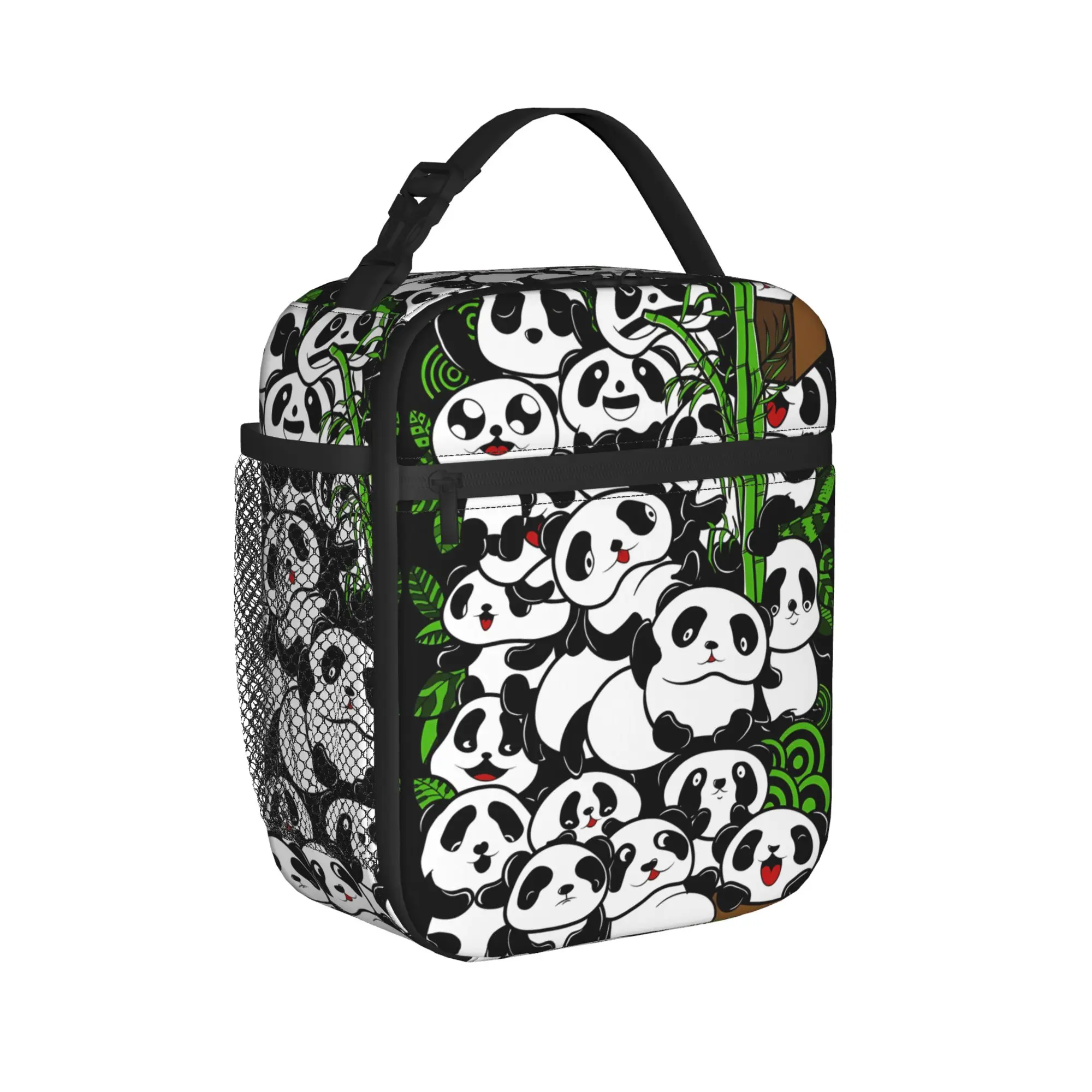 Panda And Bamboo Lunch Bag  Casual Lunch Box School Portable Thermal Lunch Bags For Child Oxford Print Cooler Bag