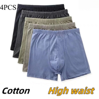 4PCS 100% cotton Men's Boxer Pantie Lot Underpant Loose Large Short Cotton Plus Size Underwear For Mens Boxer Male 8XL 9XL 10XL