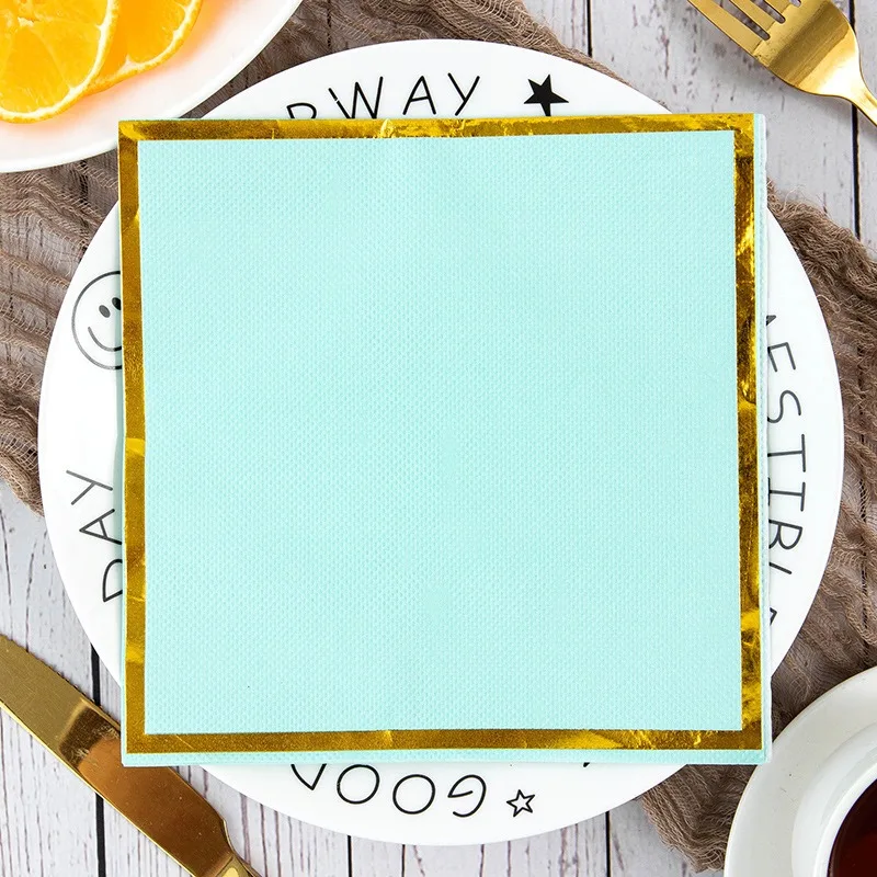 20Pcs Gold Plated Solid Color Table Dinner Tissue Napkin Paper Theme Party Restaurant Decoration