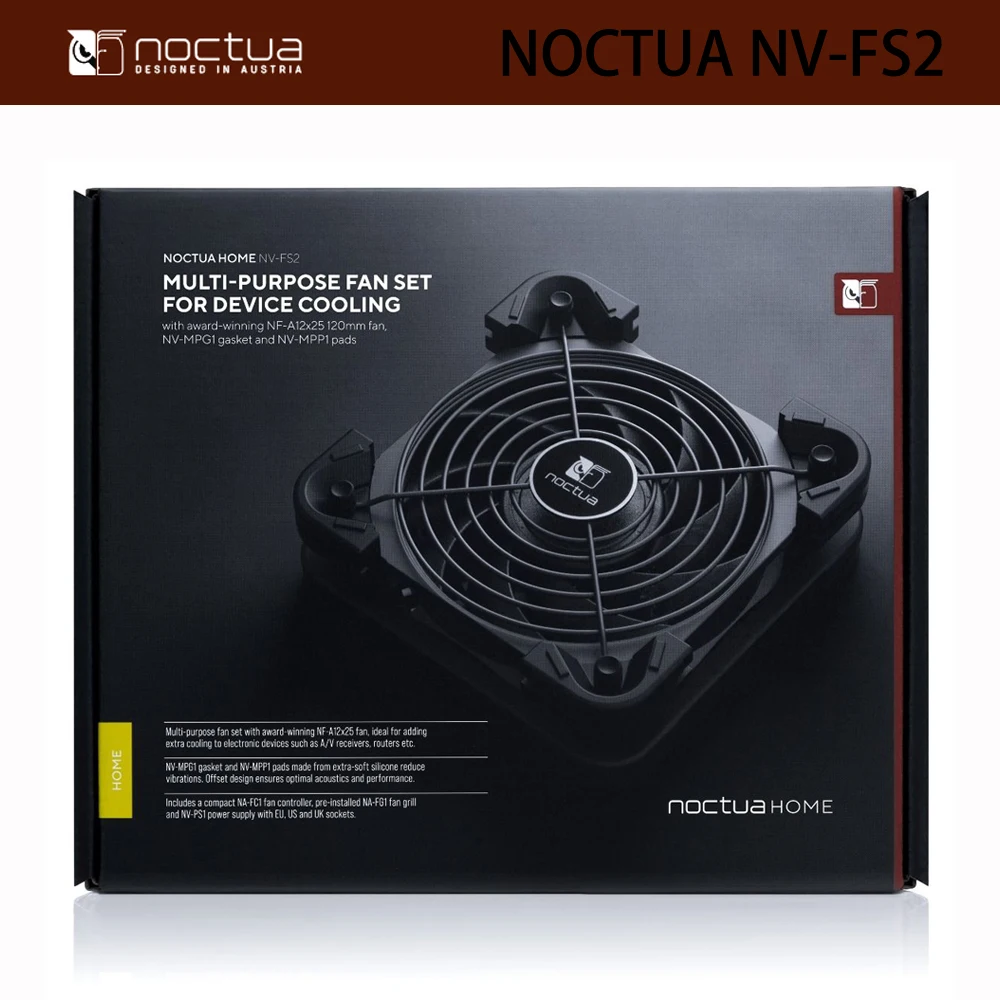 NOCTUA NV-FS2 مجموعة مروحة تبريد الجهاز مع NF-A12x25 مع وحدة تحكم بالمروحة NA-FC1 زيادة الحمل الحراري من المبردات أو السخان