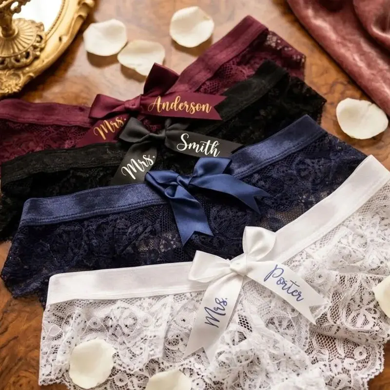 Custom Bridal Thong, Personalized Mrs Underwear, Bride Gift, Bachelorette Gift, Wedding Lingerie