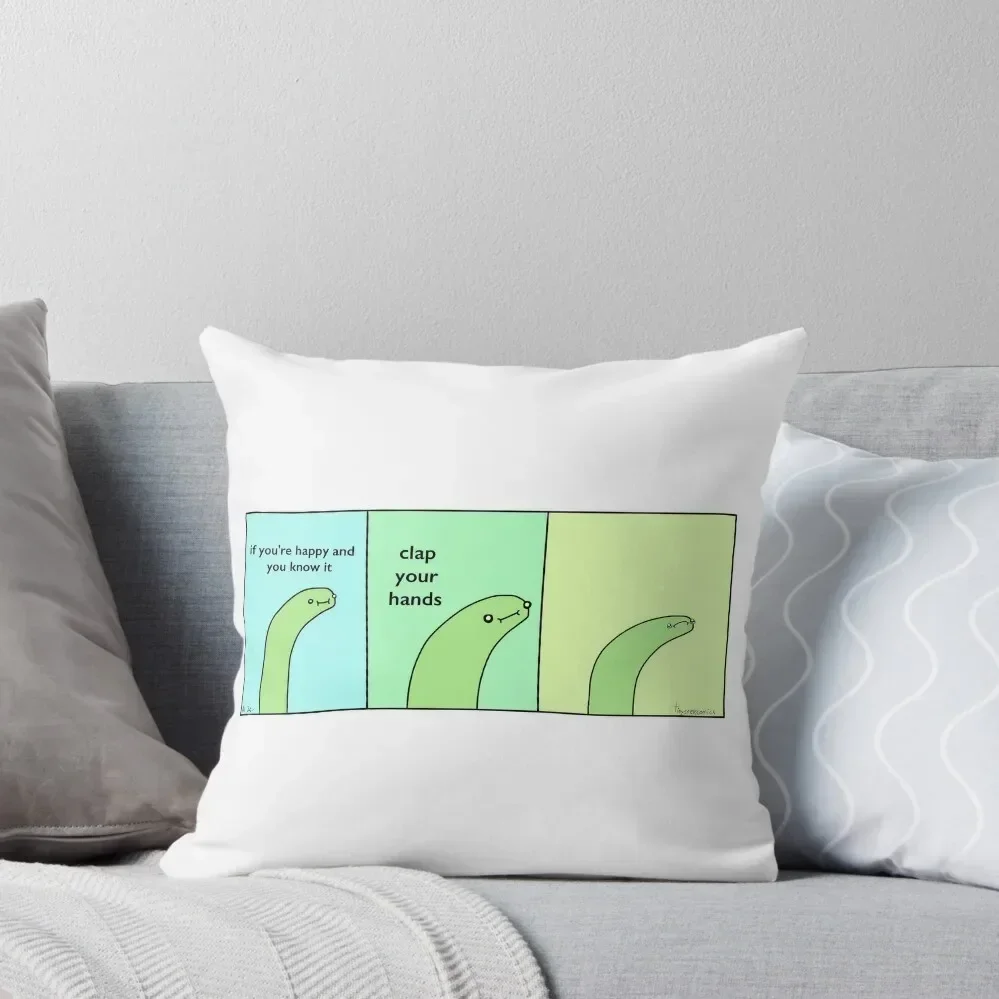 

Clap Your Hands - Tiny Snek Comics Throw Pillow Sofa Cushion Couch Cushions Room decorating items pillow