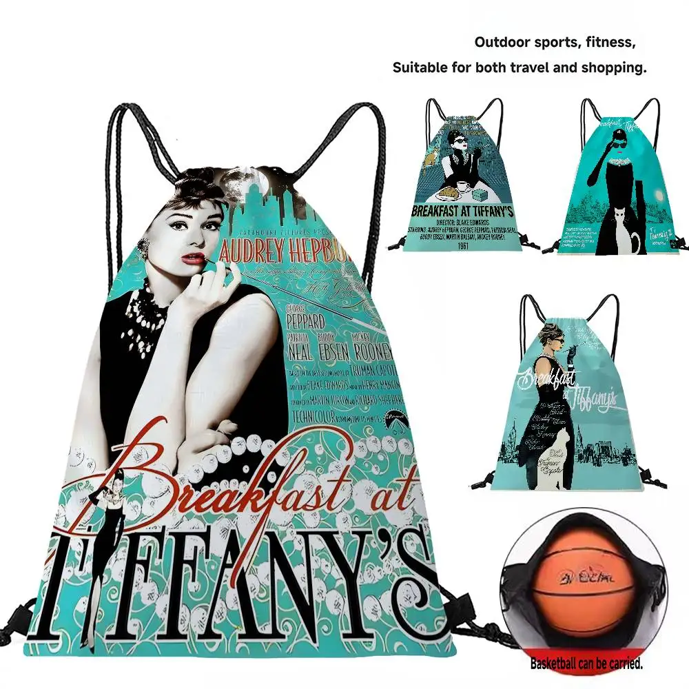 

Рюкзак на шнурке Breakfast At T-Tiffanys Love Movie, спортивная сумка для спортзала для женщин и мужчин, сумка для покупок, персонализированный рюкзак