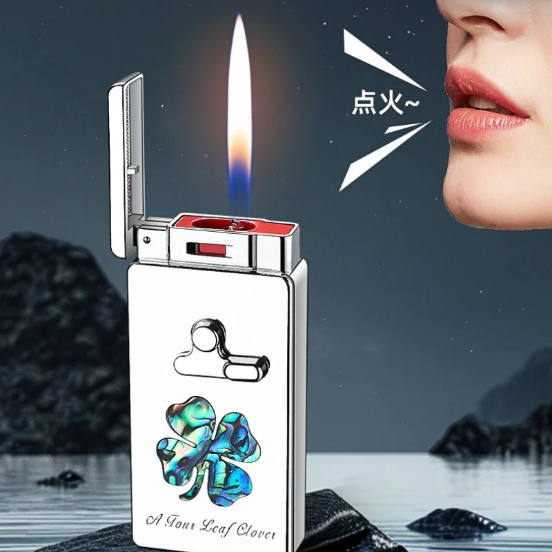 Voice-Controlled Double-Fire Inflatable Lighter Retro High-End Rechargeable Hybrid Luminous Durable Lighter For Boyfriend Gift