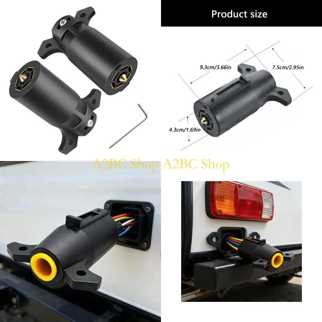 A2BC Universal 7 Way Trailer Connector Plug For RVs And Towing Vehicles With Quick Design And Sturdy Construction