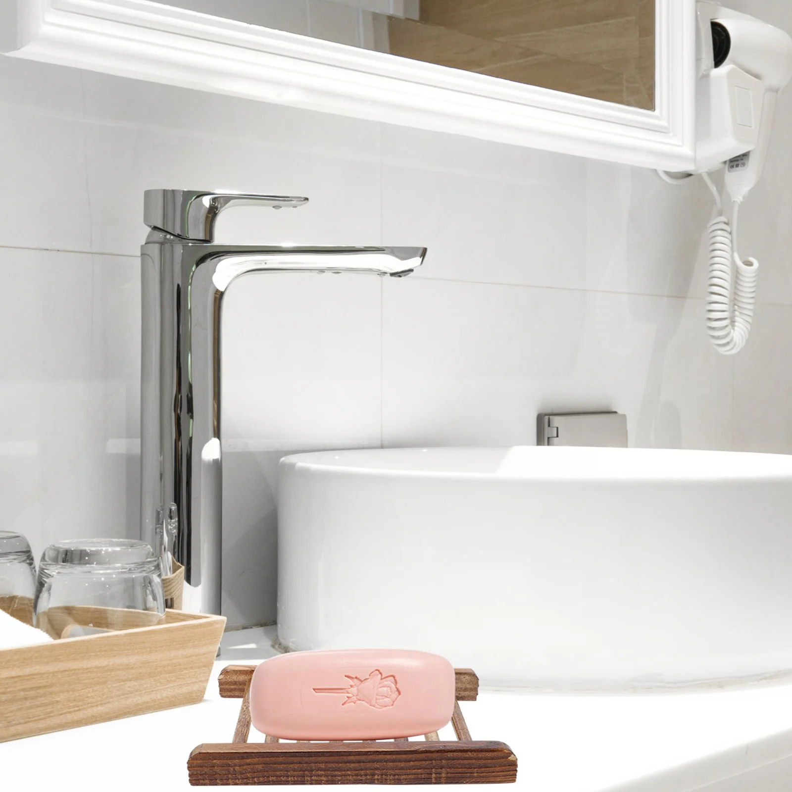 

4Pcs Wooden Soap Holder Simple Design Multi Use Bathroom Kitchen Sink Accessory Gift Wood Soap Dish Kitchen Sponge Stand