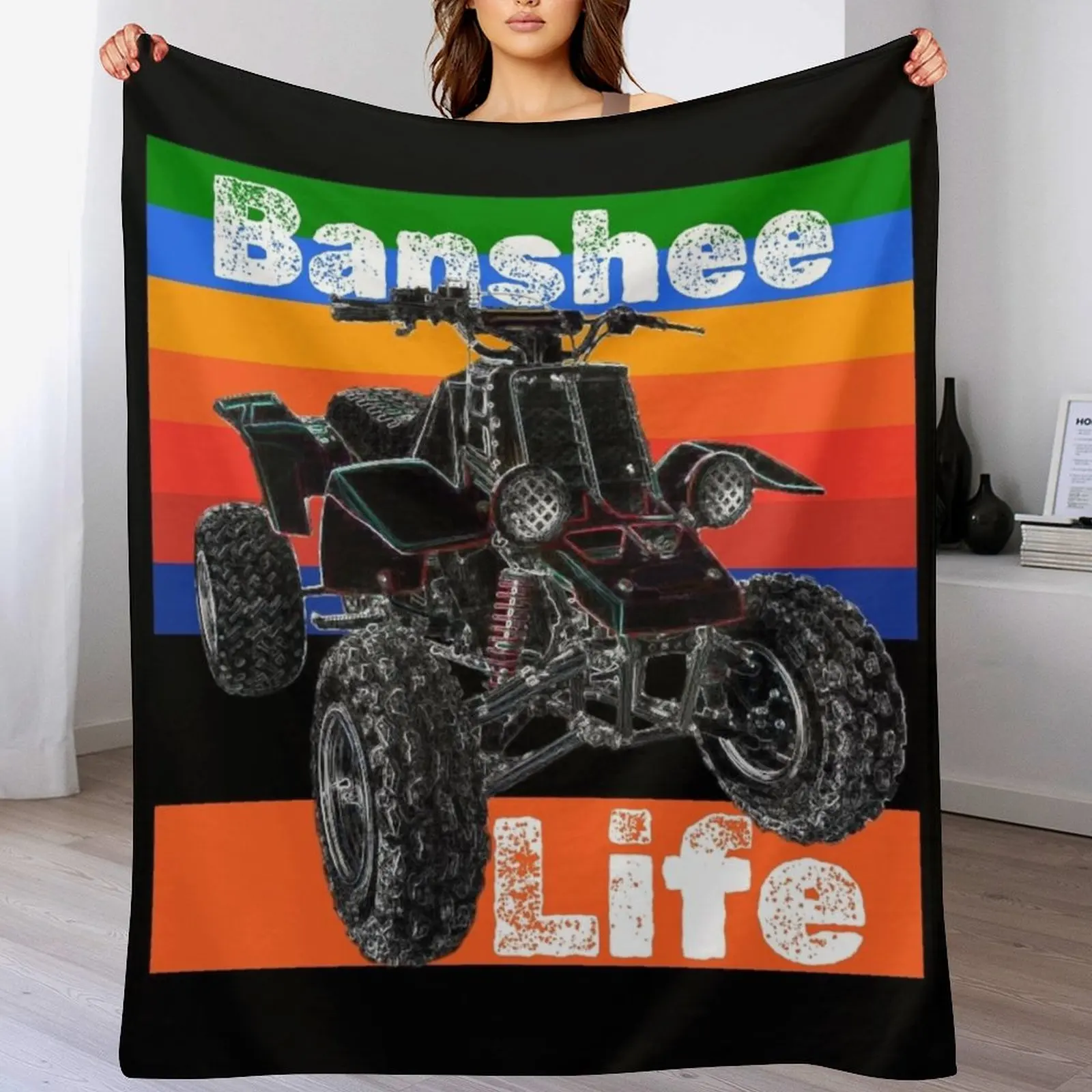 Banshee Quad ATV, Banshee Four Wheeler, Quad Bike Throw Blanket Hairy Multi-Purpose christmas gifts Summer Beddings Blankets