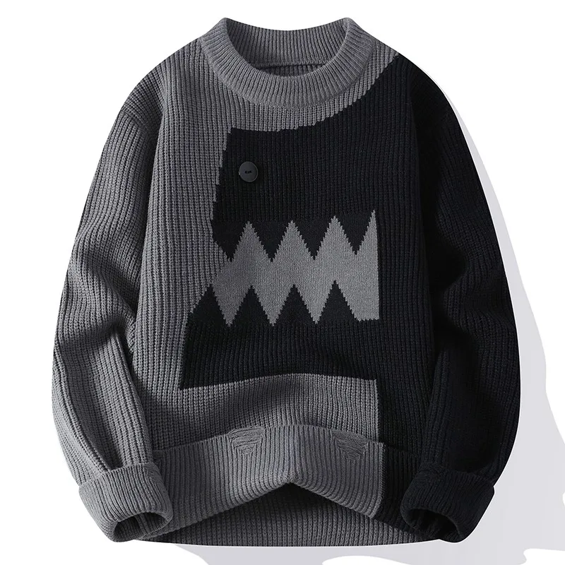 Drachen Graffiti Farbe blockiert Mode Gestrickte Pullover männer Strickwaren Warme Pullover Hohe Qualität Herren Casual Lose Männliche Jumper