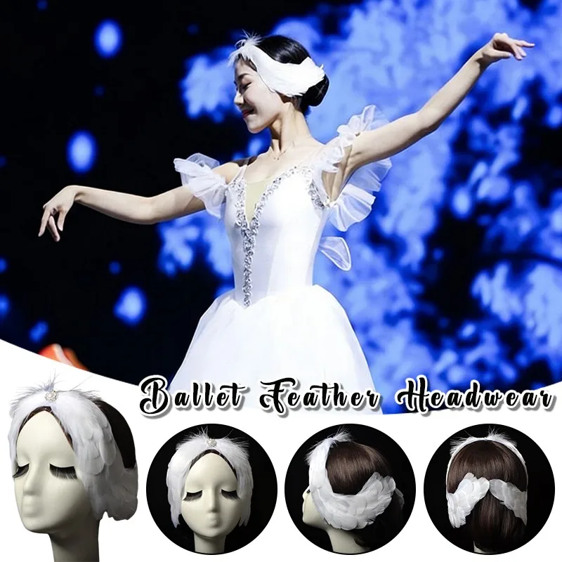 

Swan Lake Ballet Feather Headband Hair Accessories Pearls Dance Headwear Nutcracker Headpiece Peal Hair Accessories