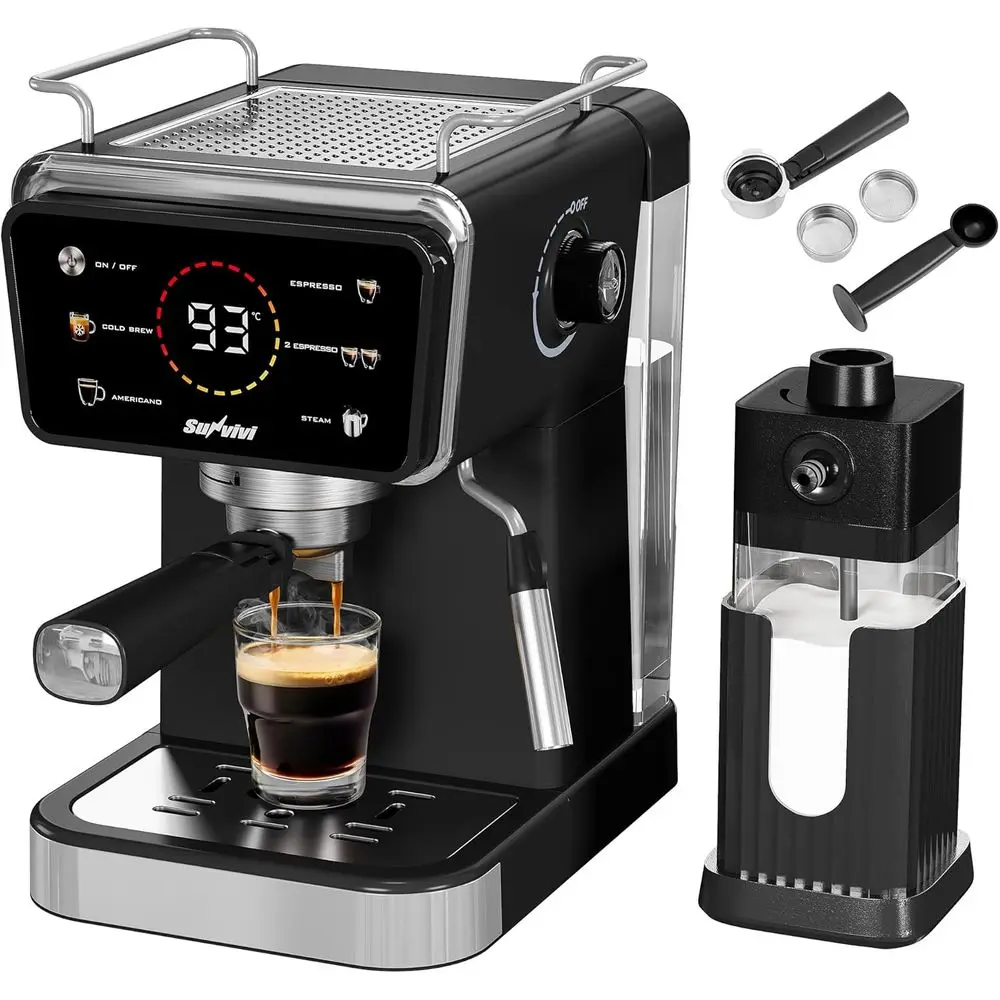 

20 Bar hine with Detachable Milk rother, Iced Coee Maker or , Cold Brew, and Americano, 52OZ Removable Water Tank, Coee hine or