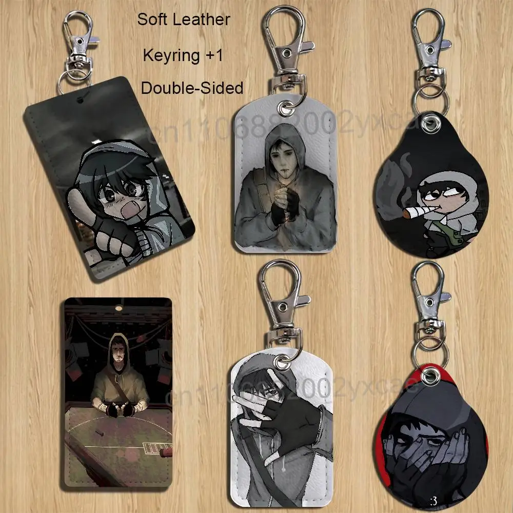 Horror game Cry of Fear Leather Keychain Badge Holder with Lanyard - ID/Access Card Holder, Key Ring Accessory, Gift Option