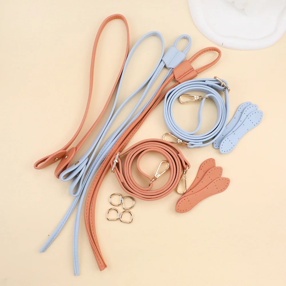 DIY Handmade Drawstring Bucket Shoulder Bag Straps 1Set PU Leather Bag Rope Handles For Woven Backpack Beam Pocket Accessories