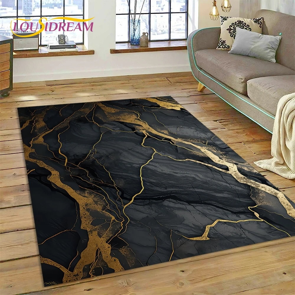 3D Luxurious Green Gold  Colour Marble Dream Rug Carpet for Living Room Bedroom Home Decor,Non-slip Decoration for Sofa Doormat