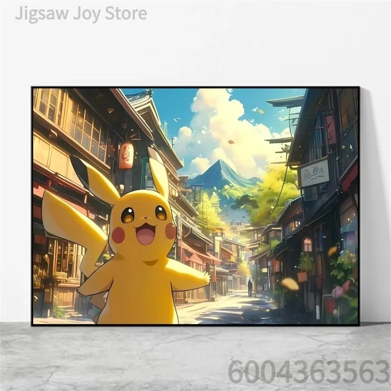 Healing Anime Scenery Pokemon Jigsaw Puzzle Cute Pikachu Bulbasaur Under Moon And Flowers Relaxing Hobby Art Craft For Fans