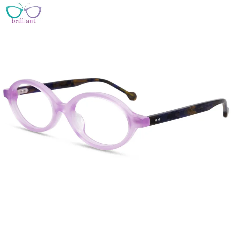 

Purple Handmade Acetate Oval Glasses Frame for Men Women Retro Optical Eyeglass That Can Be Paired with Myopia Prescription Lens