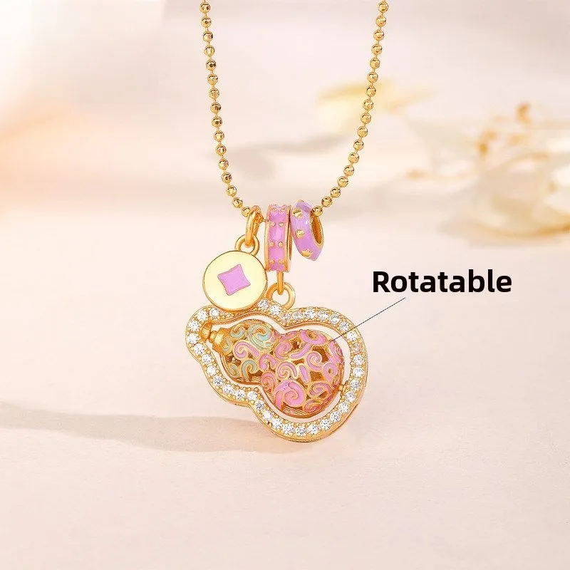 925-sterling-silver-enameled-cloud-lucky-gourd-necklace-women's-fine-rotatable-gourd-pendant-sweater-chain-trendy-jewelry