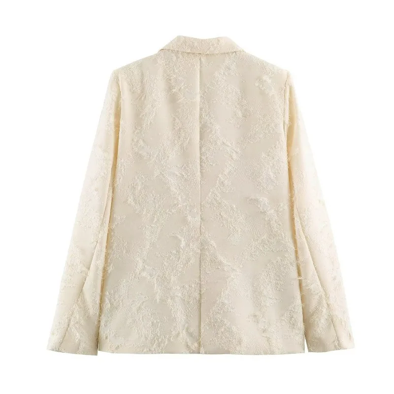 Women's Fashion Jacquard Suit Loose Slim Thin Jacket Exquisite Simple Casual Trend Personality Temperament Commuting Versatile
