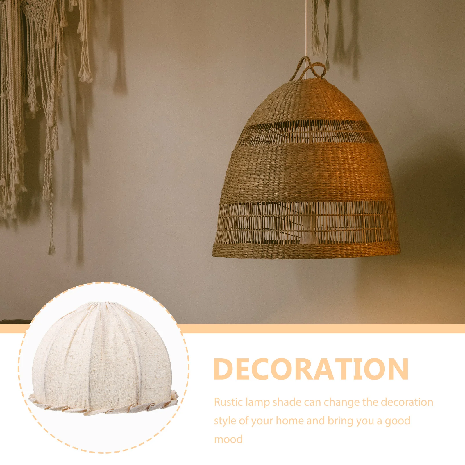 

Retro Fabric Lamp Shade E27 For Pendant Table Floor Light Modern Decorative Indoor Lighting Replacement Cover Large Style