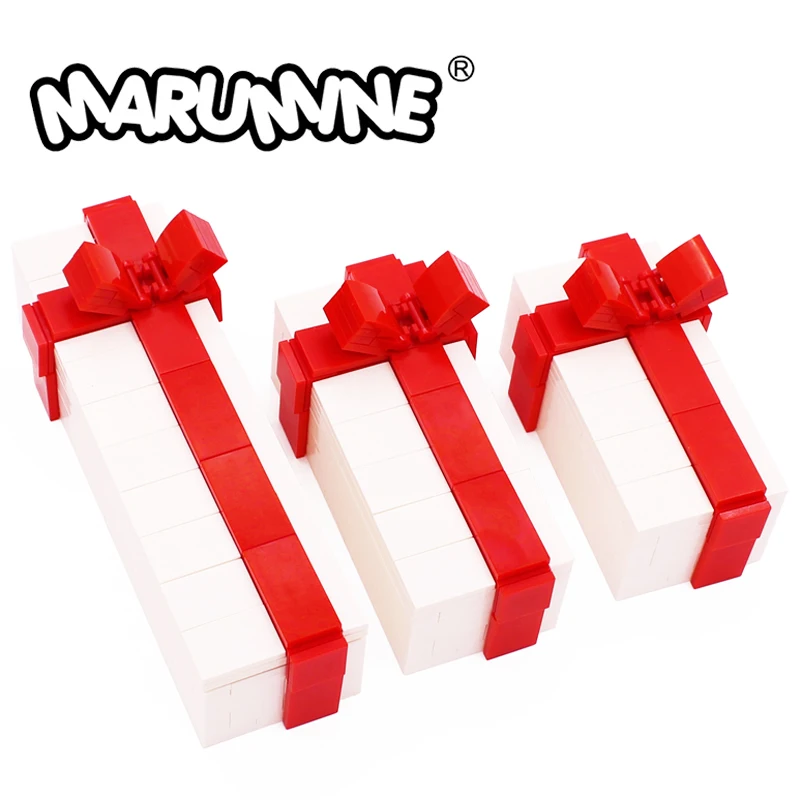 

Marimine MOC Christmas Building Block Rectangle Bow Gift Box Set Compatible Components Structure Set Santa Claus Children's Toys