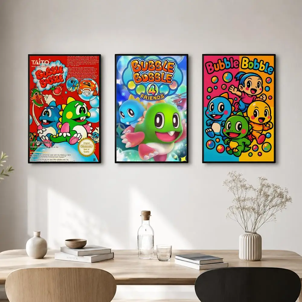 Game B-Bubble Bobble Poster Self-adhesive Art Waterproof Paper Sticker Coffee House Bar Room Wall Decor