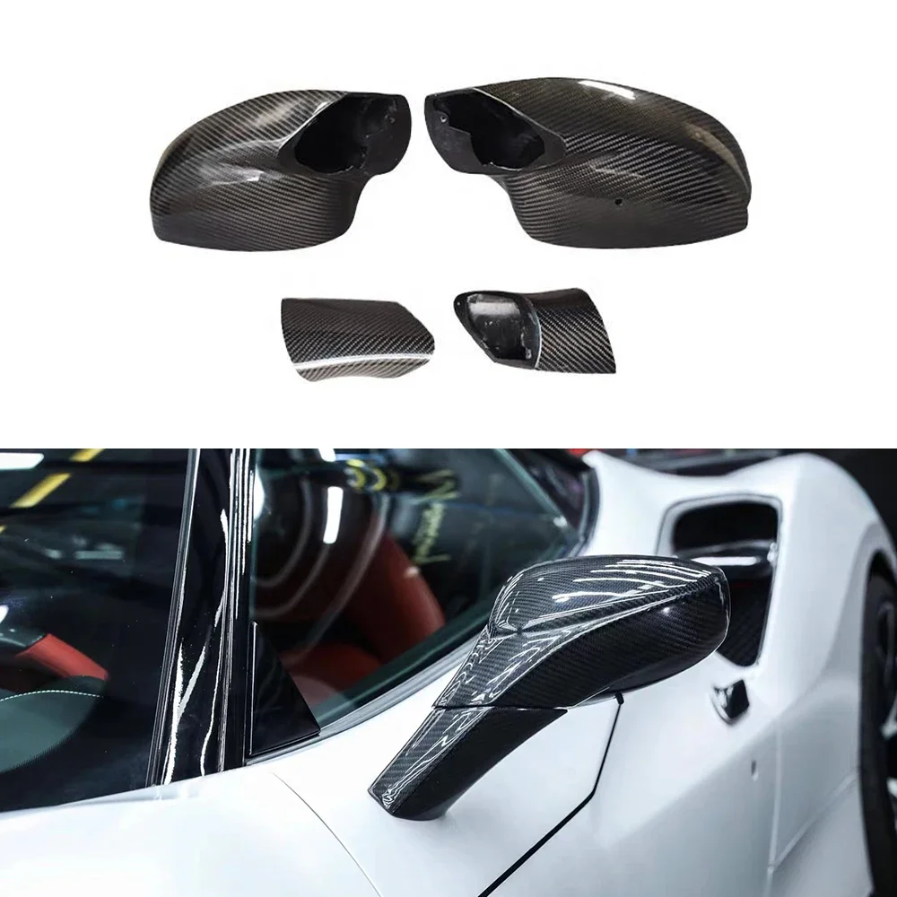 For Ferrari 458 488 F8 2 Pcs Replacement Dry Carbon Fiber Rear View Side Mirror Cover Trim Auto Car Styling Accessories