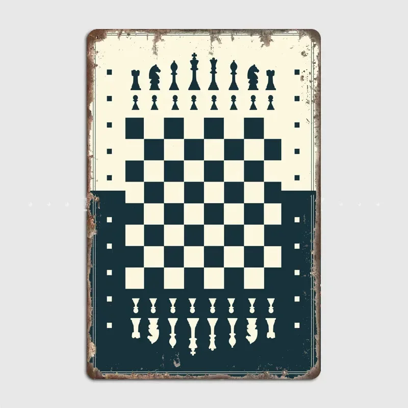 Chess Board   High Quality Metal Plaque with Modern Aesthetic Art for Room and Bar Decor，Vintage  Wall Decor Craft Gift