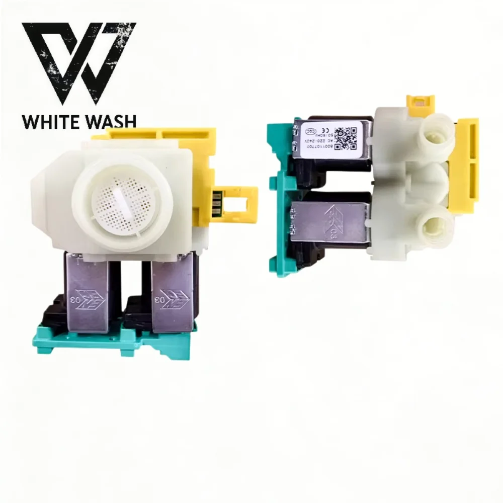 Neues 33490467 Doppelkopf-Magnetventil 8001107700 Kompatibel mit Frontlader-Waschmaschine Wassereinlassventil Wäschereiteile