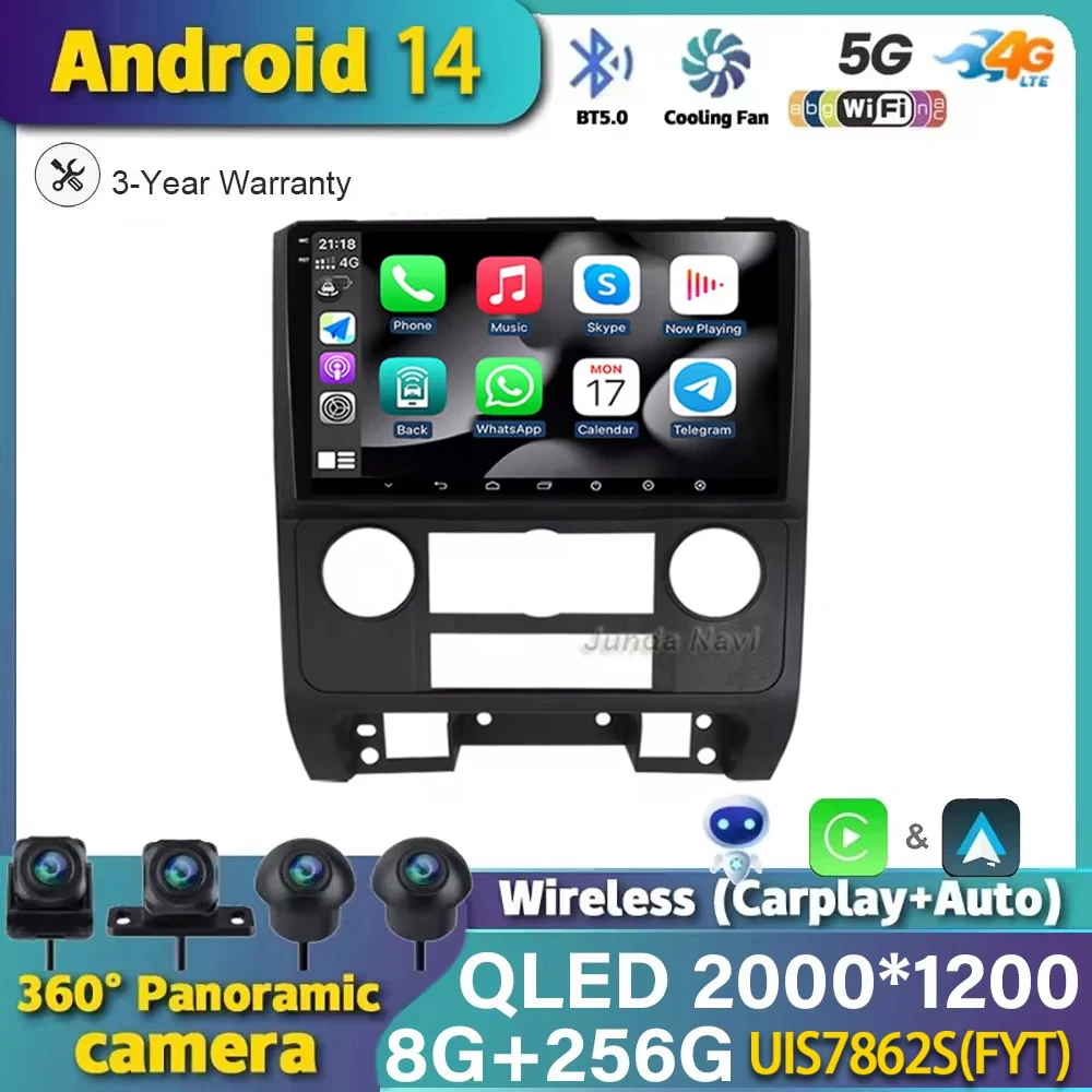 9 Inch Android 14 Car Radio Multimedia For Ford Escape 2007-2012 Stereo Navigation GPS 4G WIFI Carplay Auto Player Split Screen