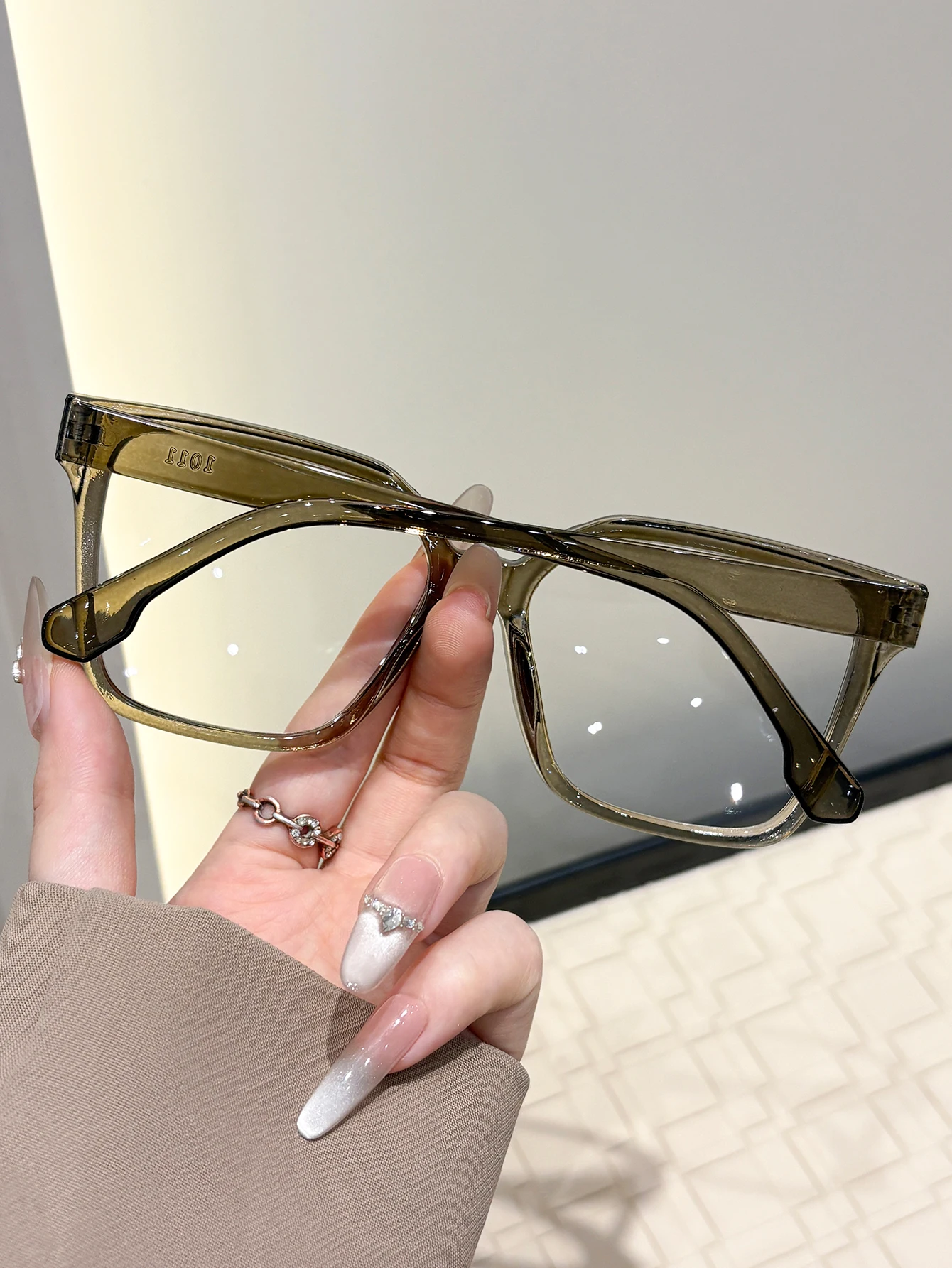 1pc 正方形特大フレームプレーンメガネ、クリアレンズ、オフ - Sunglasses Oversized Square のレビューと価格