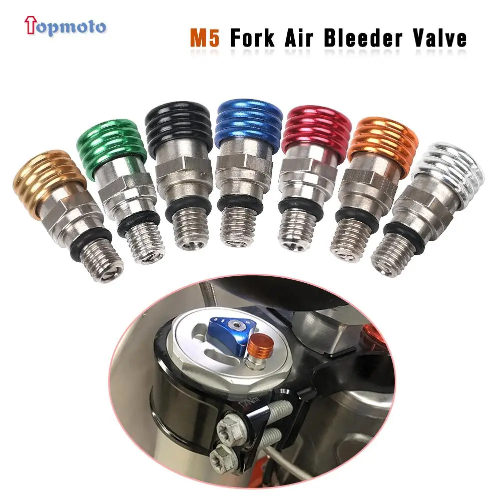 M5 Bleed Waterproof front Fork Bleeder Relief Valve Fork Relief Valve For Kawasaki Yamaha YZF Fork Bleed Valve Stainless steel