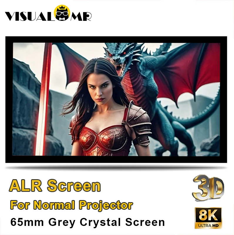 

2024 Hot Nano Grey Crystal ALR Projector Screen 6.5cm Border Ambient Light Rejecting Flocking Fixed Frame 150inch 8K Projection