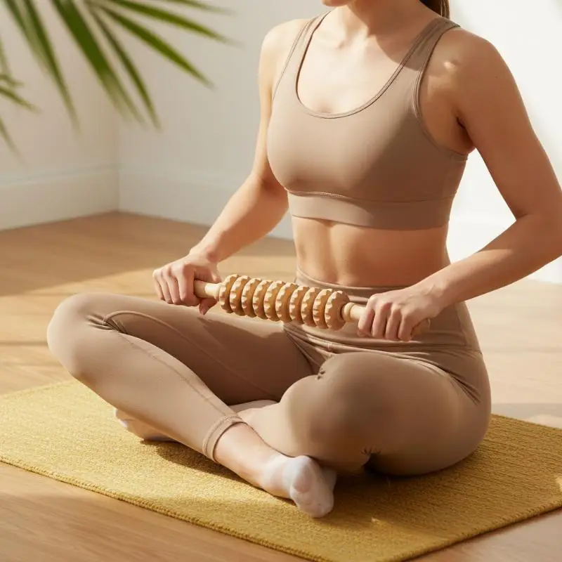 Holz-Massagestab, ergonomisches Handmassagegerät für den ganzen Körper, zur Anwendung zu Hause, zur Entspannung von Muskelknoten, leicht zu reinigen. – Detail 5