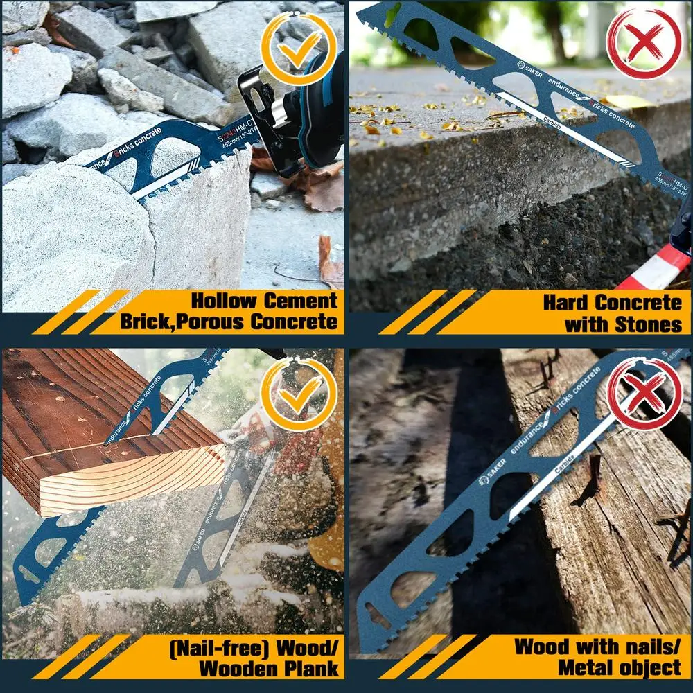 Reciprocating Saw Blades Multi-Function Carbide Teeth Precision Cutting 4 PCS Pack