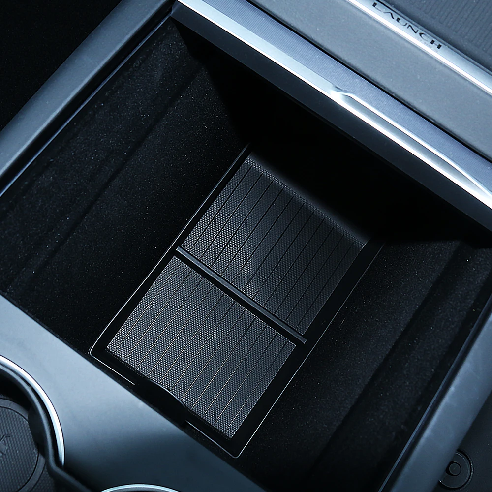 For Tesla Model Y Juniper 2025 Launch Center Console Eyeglasses Storage Box Armrest Box Upper&Lower Silicone Pad image 4