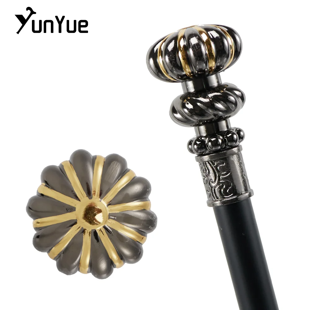 Canna da passeggio in metallo zucca oro nero per gentiluomini Moda Cosplay Film Prop Bastone da passeggio Accessorio per feste Stampella da gentiluomo 93