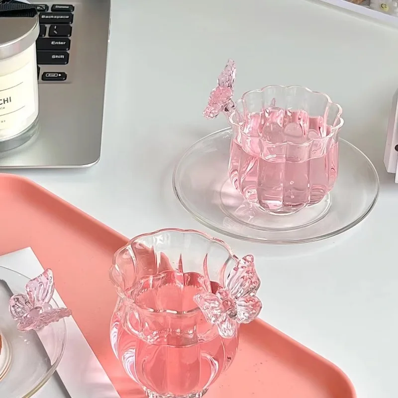 Japanese Flower God Cup Collection Handmade Narcissus Butterfly Cup Home Glass Cup Coffee Cup Creative Tea Cup
