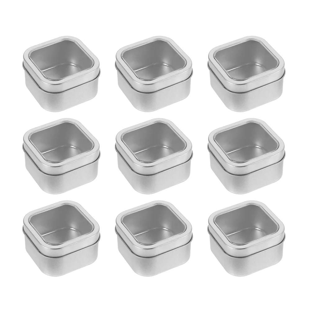 

9pcs Metal Storage Tin Cans Clear Window 120Ml Tinplate Box Multifunction Candy Case Gift Packaging Container Matte Finish