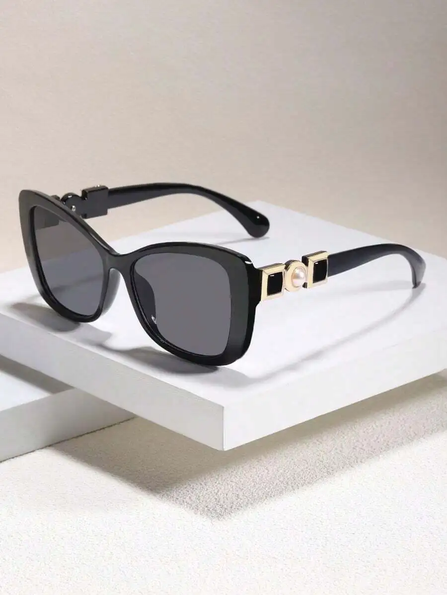 Pearl-Inspired Acrylic Cat-Eye Fashion Glasses, Basic Style For Autumn And Winter, Suitable For Both Business And Casual Wear. view 4