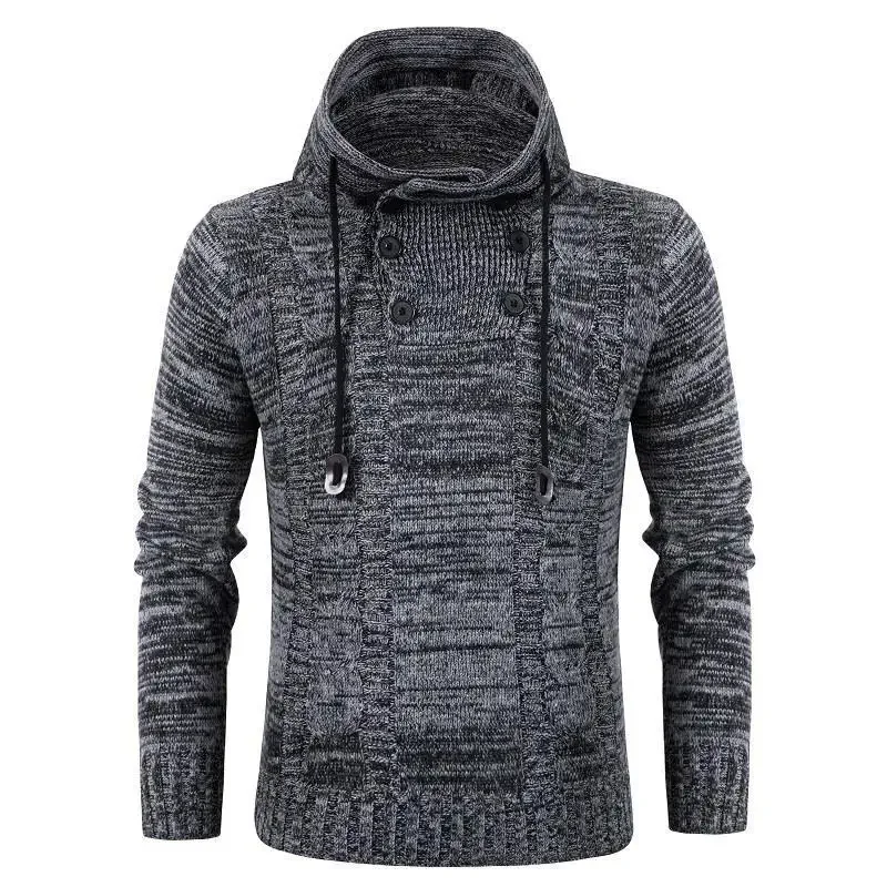 

Men's Hooded Fashion Sweater Fall Winter Youth Fashion Button Knit Sweater Base Sweater Coat