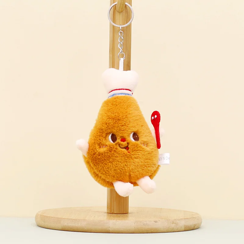 Chaveiros artesanais para mulheres e meninas, adoráveis chaveiros, decoração de bolsas, batatas fritas de hambúrguer, bola de pelúcia, jóias, presente amigo, fofo