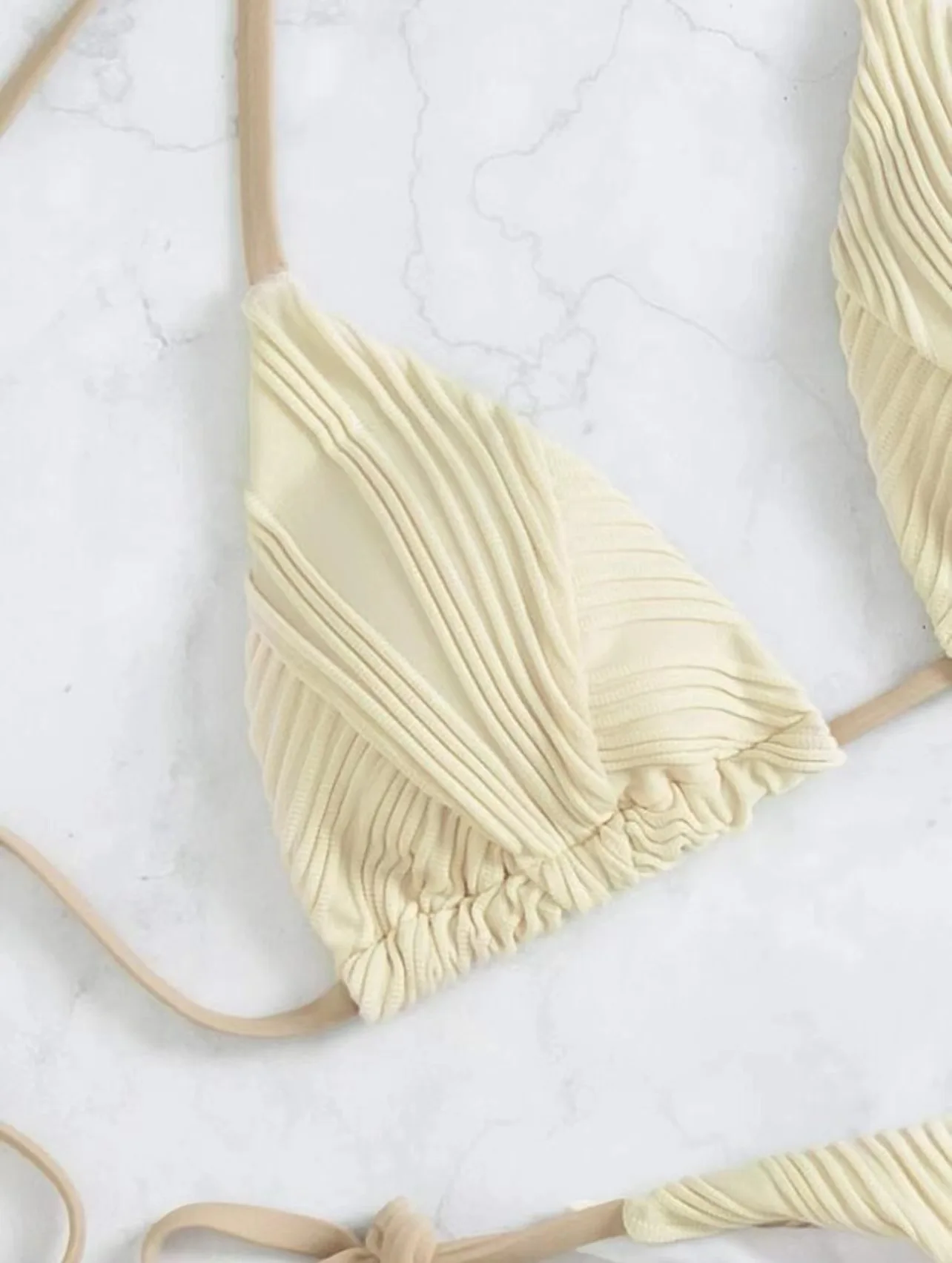 여성용 골지 타이 사이드 비키니 수영복은 솔리드 로우 웨이스트 투피스 홀터 레이스 업 수영복 비치웨어 입욕