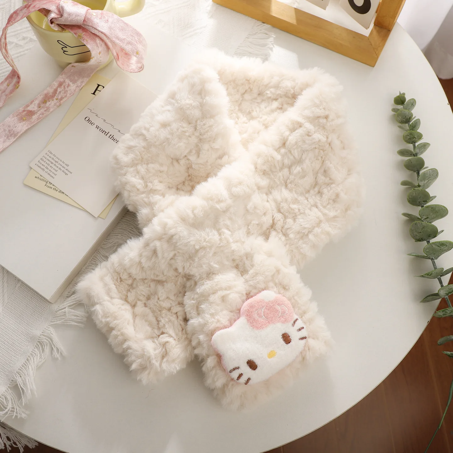 مرحبا كيتي فتاة الموضة الكورية لطيف الكرتون هريرة أفخم وشاح طالب الخريف والشتاء ريكس أرنب وشاح دافئ سميكة