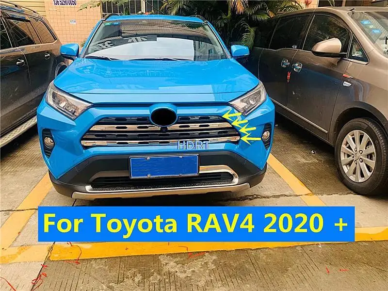 

Car Styling Front Grille Moulding Cover Trim Strip Molding Frame Protector Decoration Accessories Sticker For Toyota RAV4 2020 +