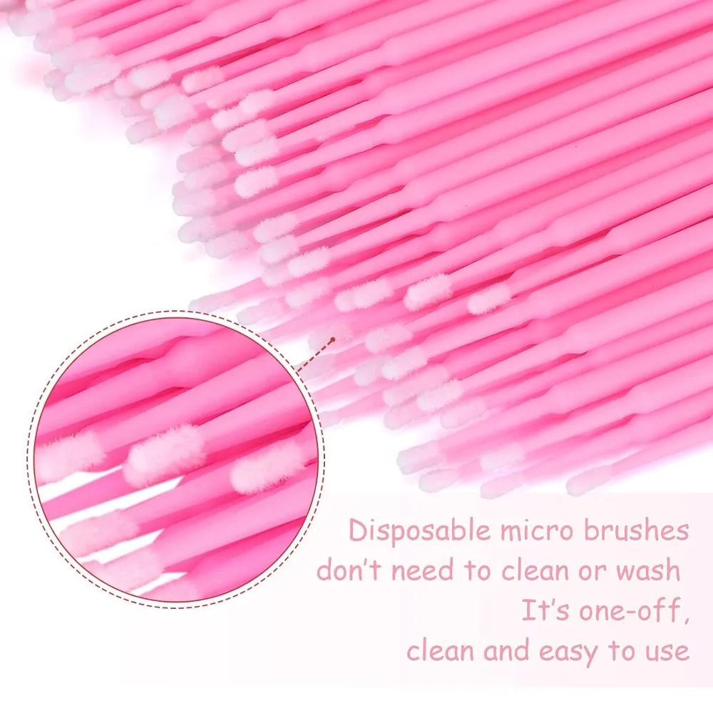 500PCS Disposable Micro Cotton Swabs Bendable Eyelash Extension Glue Remover Applicator Brushes view 4