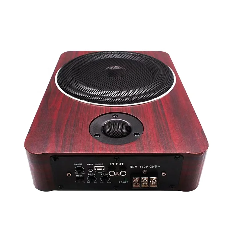 

Under Seat Slim Car Power Subwoofers 8 Inch Wooden 12V Active Subwoofers for Car Audio