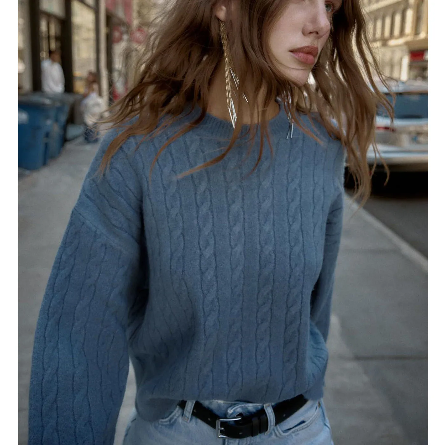 Herbst Neue Ankunft frauen Faul Sle runde Ne Lange Sve Twisted Strickwaren Weiche Polyester Faser Casual Lose Fit Pullover