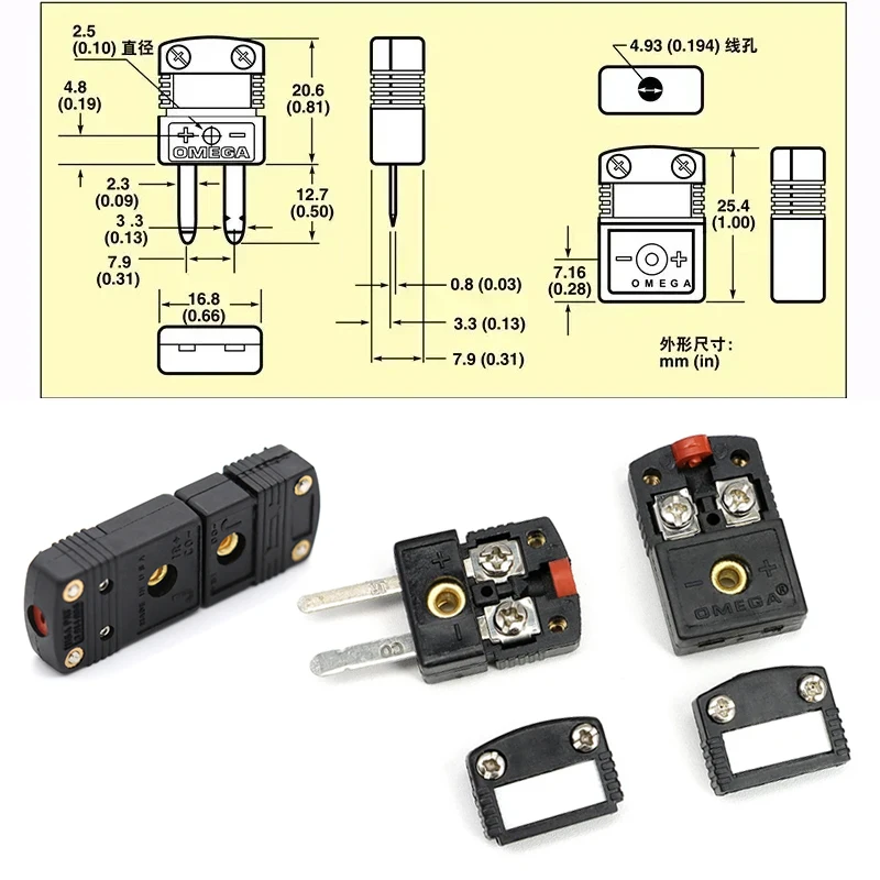 Male/Female Mini Thermocouple Plug Socket Panel K T J E Type Socket Sensor Temperature Resistant Compensation Wire Connecstors