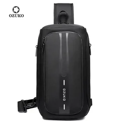 OZUKO Sling bag  Crossbody Bag  Chest Bag Anti Theft Male Sling Messenger Bags Waterproof Male Outdoor Chest Pack Man USB Charge
