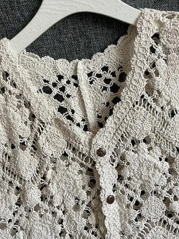 Embroidered Floral Crochet Vest for Women Hollow-out Open Knit Sleeveless Cardigan Boho Summer Festival Outfit